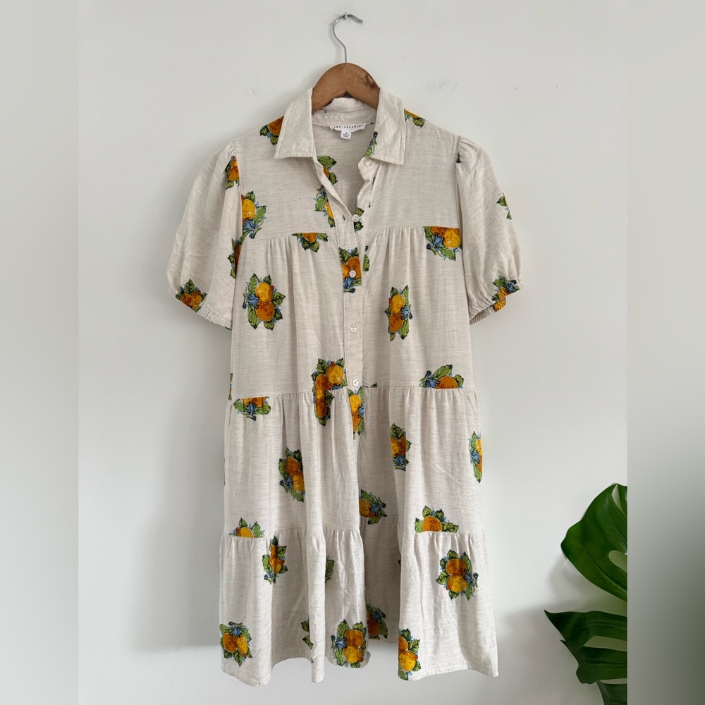 Jane and Delancey Cream Dress with Yellow and Green Floral citrus